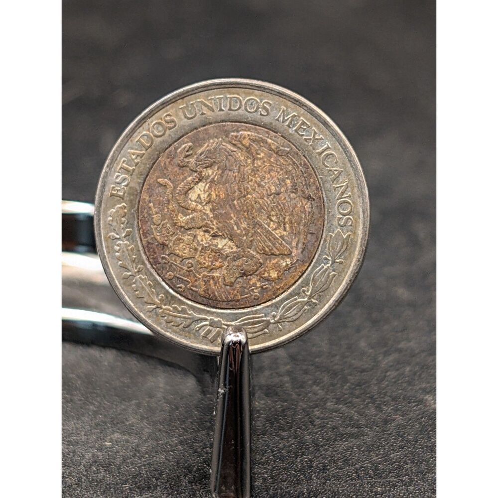 1997 Mexico $1 Peso • Bimetallic Design • Aztec Motif • Natural Toning